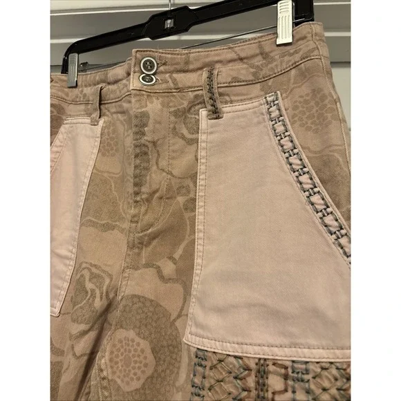 Anthropologie Pilcro The Camp Wanderer Jeans Pink Tan Patchwork Boho Festival 30 - Picture 3 of 9
